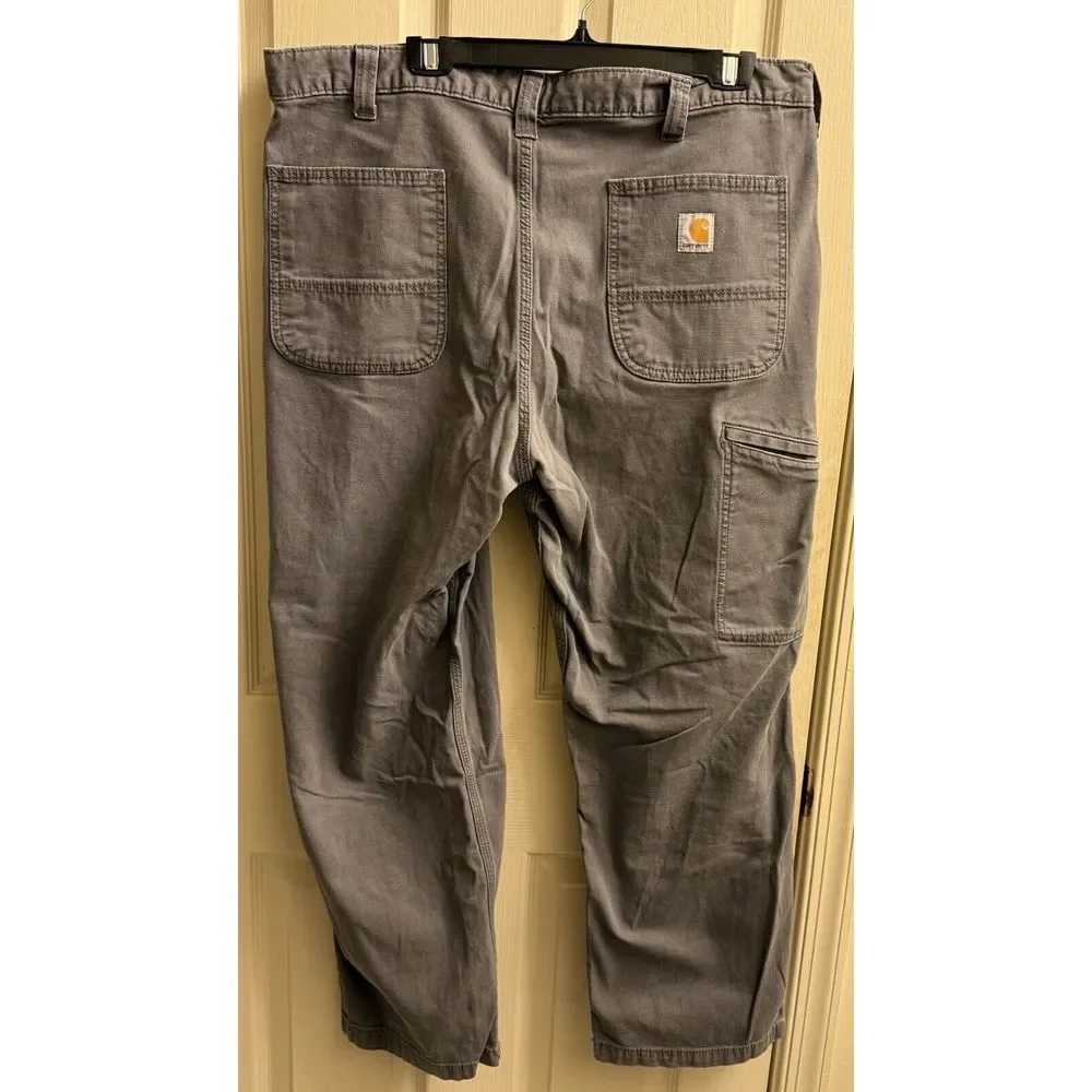 Carhartt Men's 40x30 Gray Relaxed Fit Rugged Flex Canvas‎ Work Pants Jeans